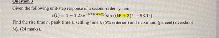Solved Given the following unit-step response of a | Chegg.com