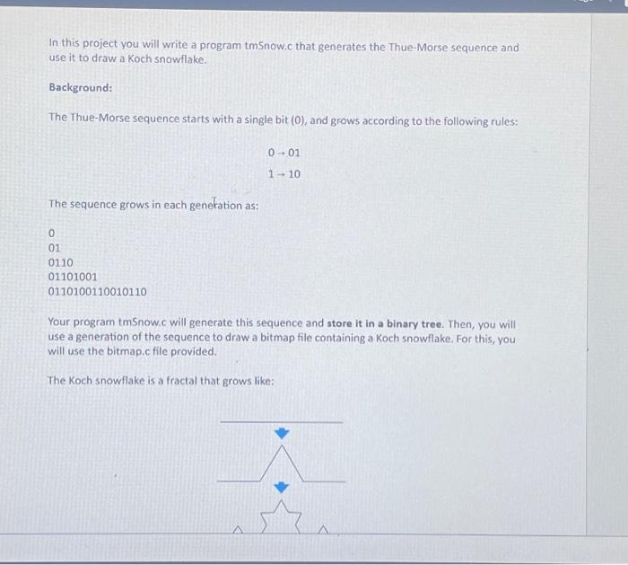 Solved In this project you will write a program tmSnow.c | Chegg.com