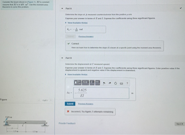 Solved Consider the beam shown in Figure 1) El is constant | Chegg.com
