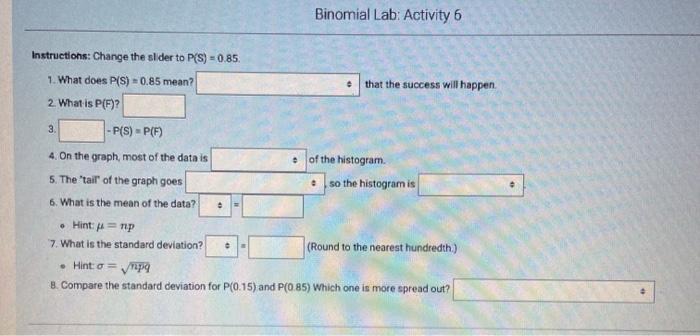 Solved Binomial Lab Activity 1 Instructions Move The 8834