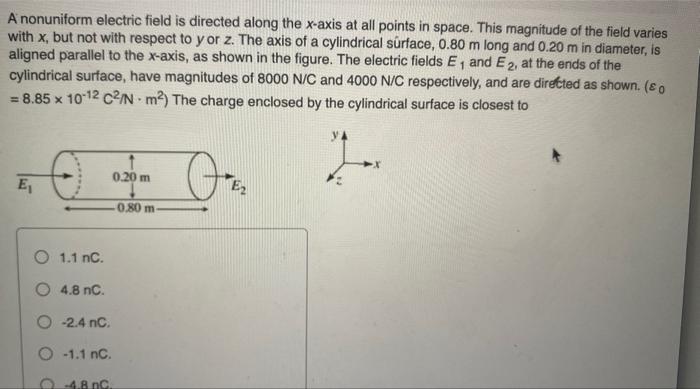 Solved A Nonuniform Electric Field Is Directed Along The 9918