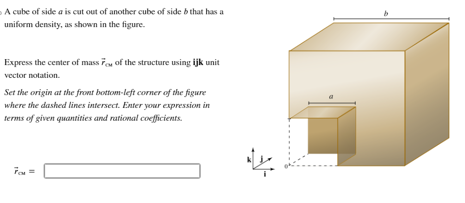 Solved A cube of side a ﻿is cut out of another cube of side | Chegg.com