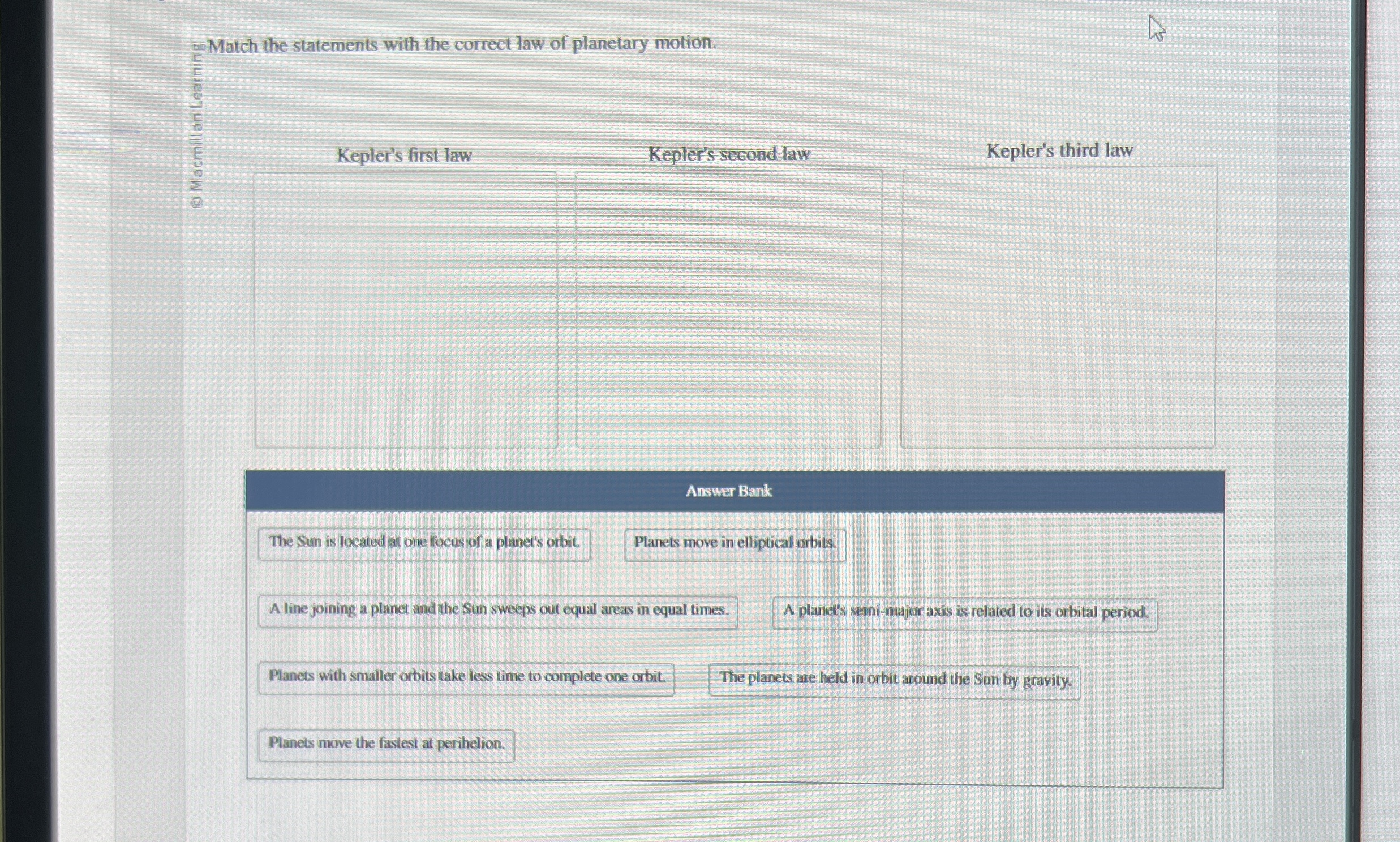 Solved Match the statements with the correct law of