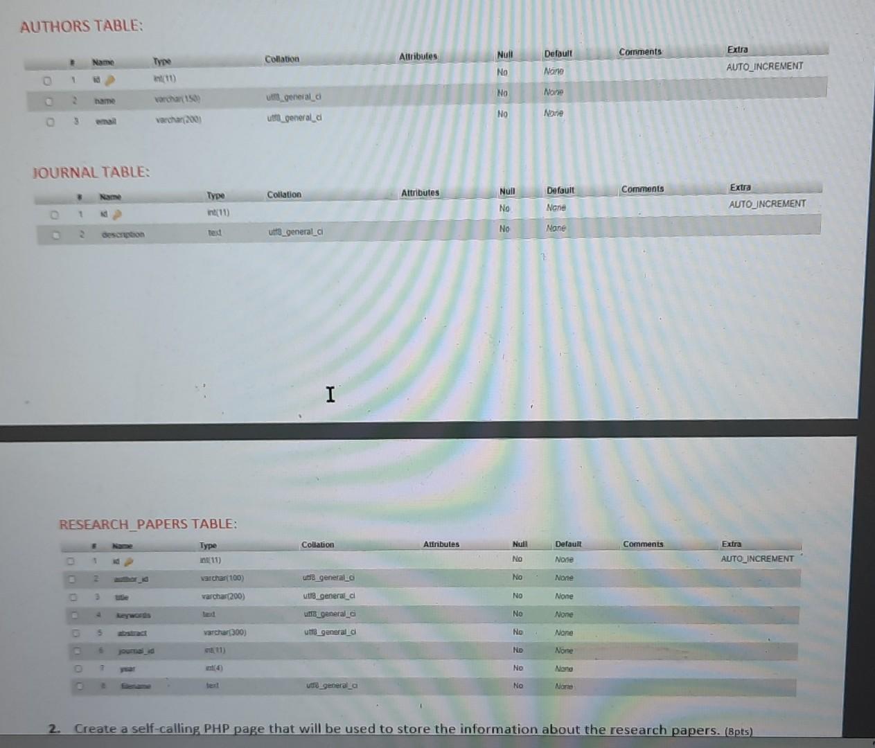 Solved A professor wants to create a database of the | Chegg.com
