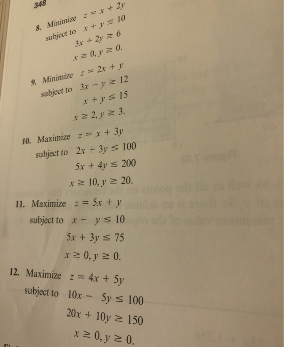 Solved 3x 2y O That Minimize Z Ing Sets Of Constraints Chegg Com