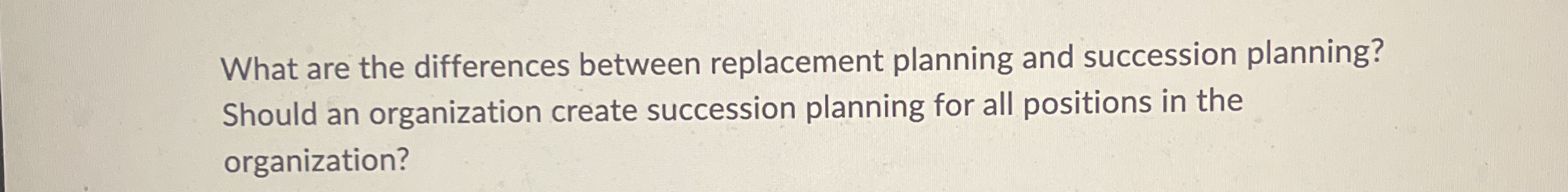 Solved What are the differences between replacement planning | Chegg.com