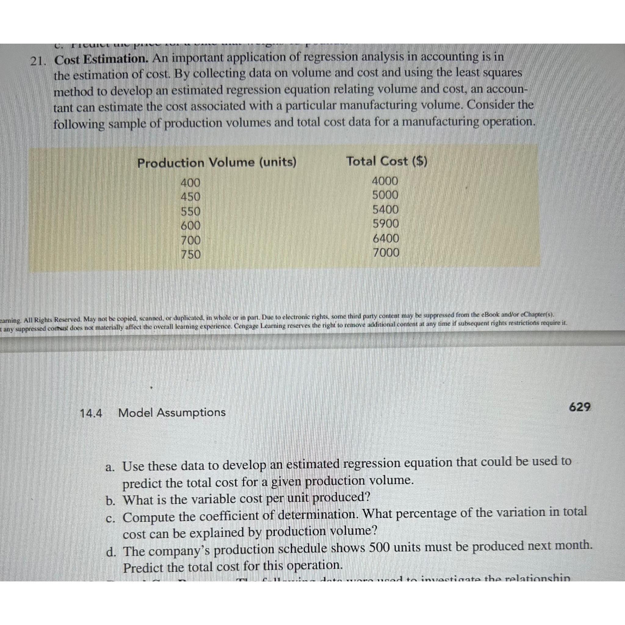 Solved Cost Estimation. An Important Application Of | Chegg.com