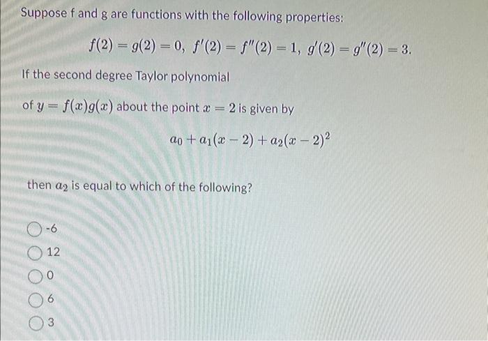 Solved Suppose F And G Are Functions With The Following | Chegg.com