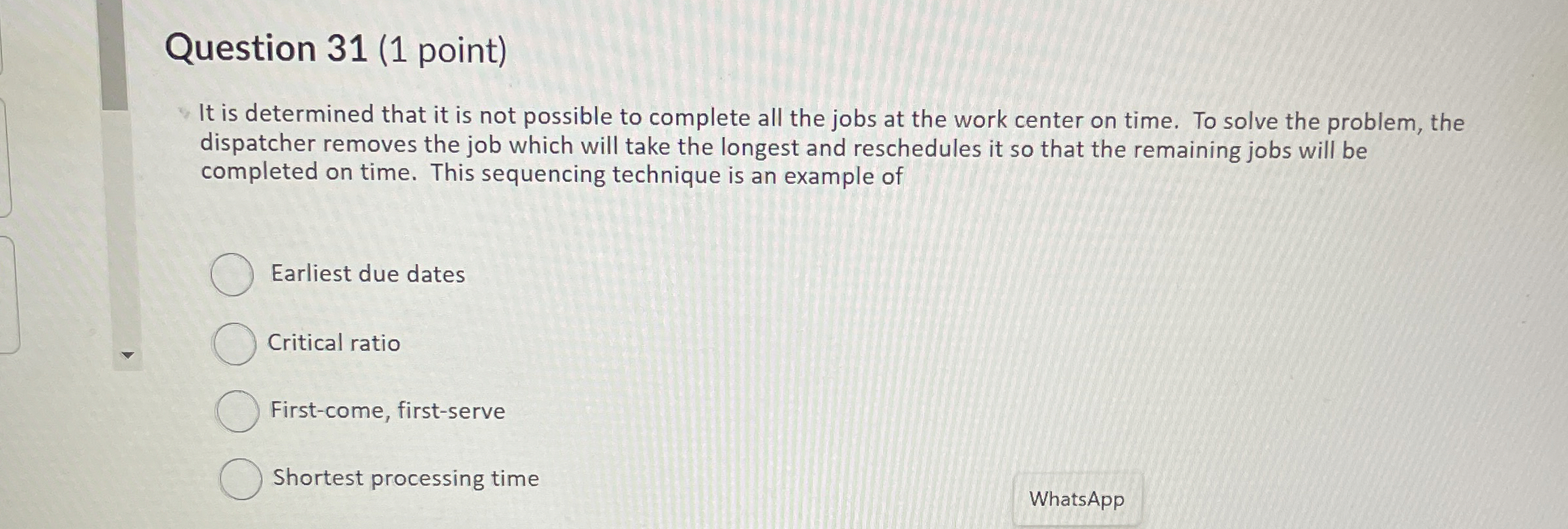 Solved Question 31 (1 ﻿point)It is determined that it is not | Chegg.com