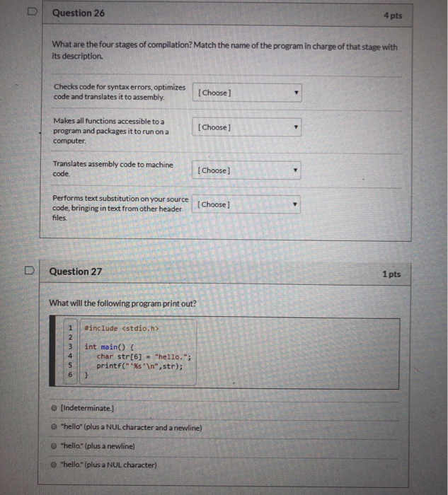 Solved Question 26 4 pts What are the four stages of | Chegg.com