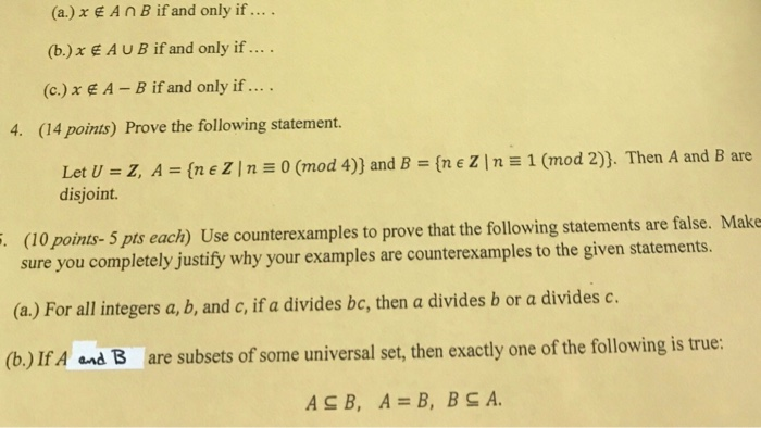Solved A X An B If And Only If B X Au B If Chegg Com