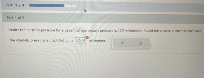 Predict the diastolic pressure for a patient whose systolic pressure is 150 millimeters. Round the answer to one decimal plac