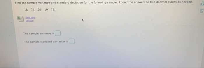 Solved Find the sample variance and standard deviation for | Chegg.com