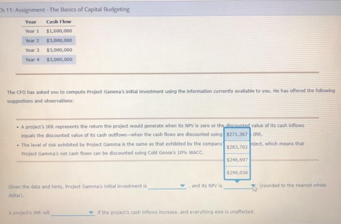 Solved Ch 11: Assignment - The Basics of Capital Budgeting | Chegg.com