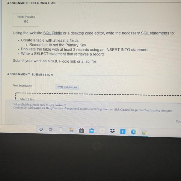 Solved ASSIGNMENT INFORMATION Points Possible 100 Using the | Chegg.com