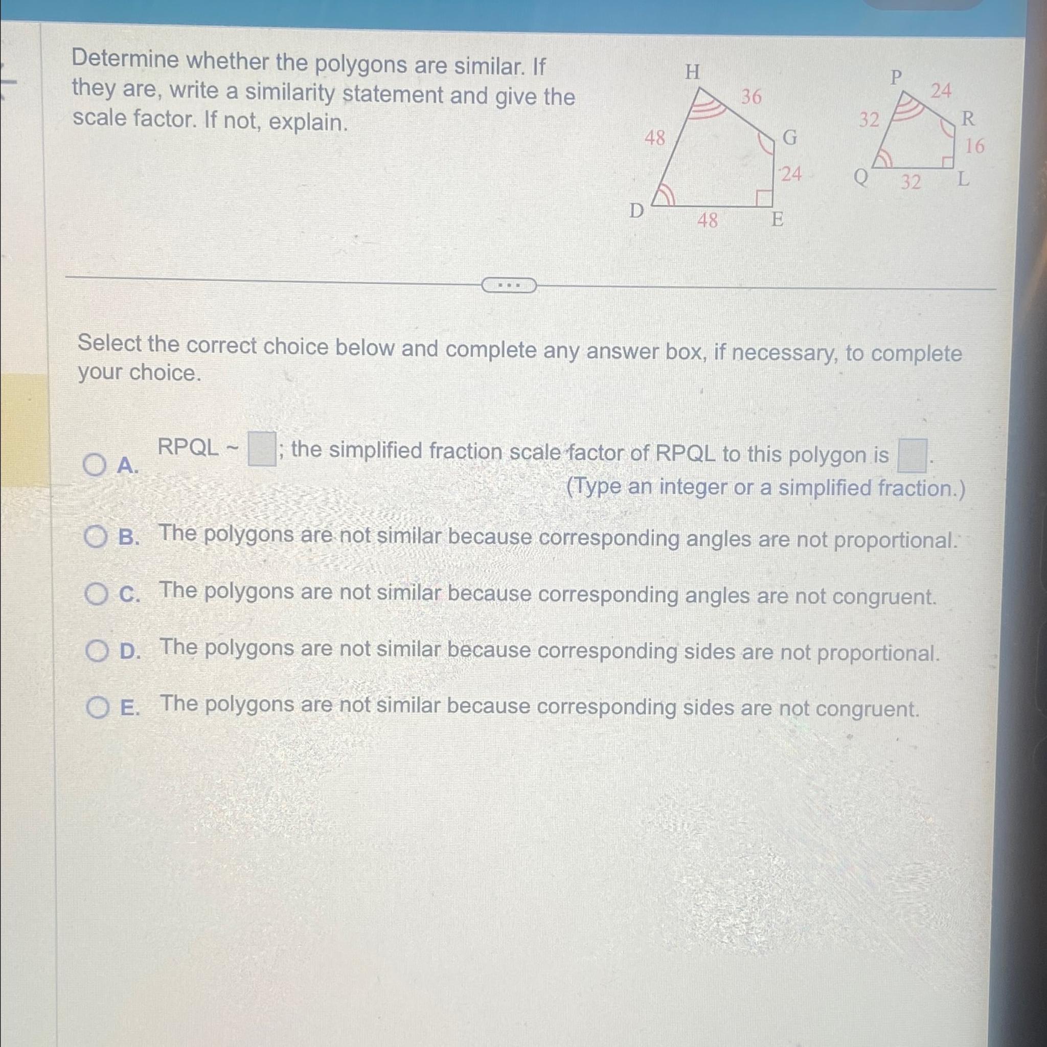 Solved Determine whether the polygons are similar. If they | Chegg.com