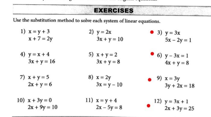 Solved Exercises Use The Substitution Method To Solve Each Chegg Com