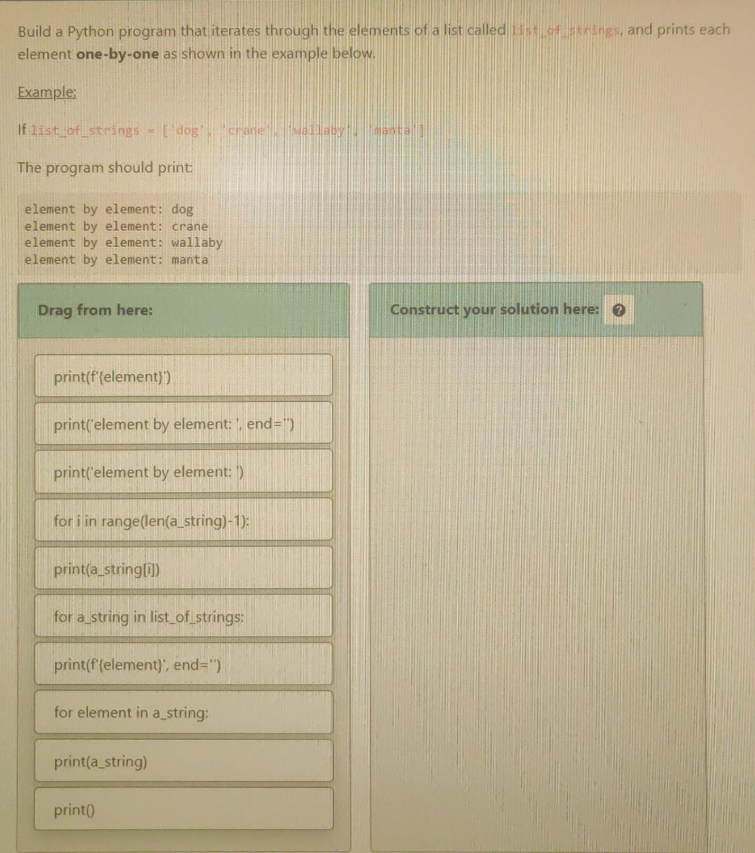 Solved Build a Python program that iterates through the | Chegg.com