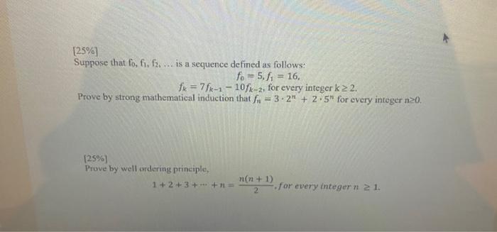 Solved [25 ] Suppose That F0 F1 F2 … Is A Sequence Defined