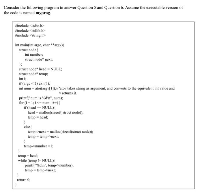 Solved Consider the following program to answer Question 5 | Chegg.com
