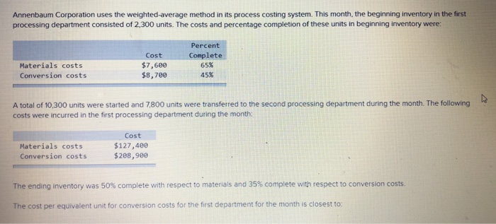 solved-annenbaum-corporation-uses-the-weighted-average-chegg