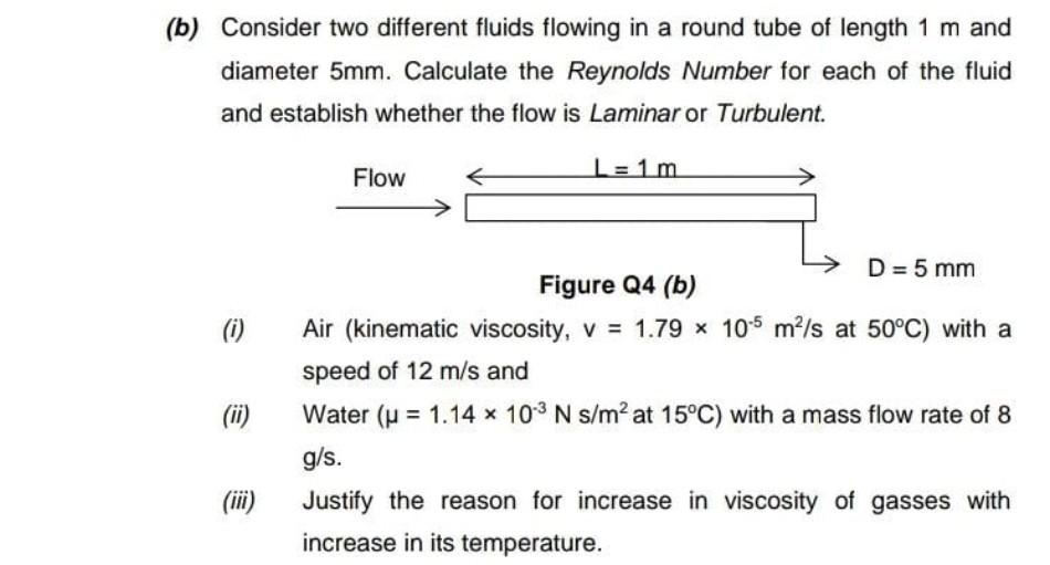 Solved (b) Consider two different fluids flowing in a round | Chegg.com