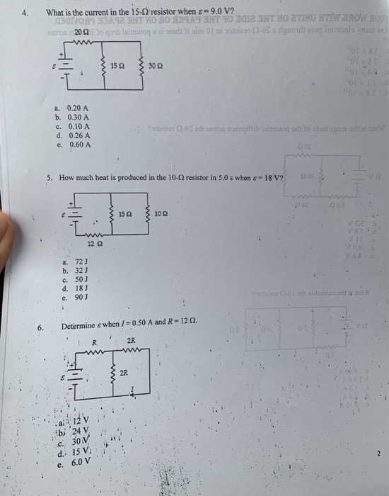 Solved What is the current in the 15-2 resistor when g= 9.0 | Chegg.com