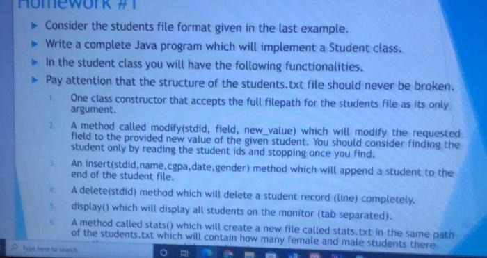 Solved #1 Consider the students file format given in the | Chegg.com