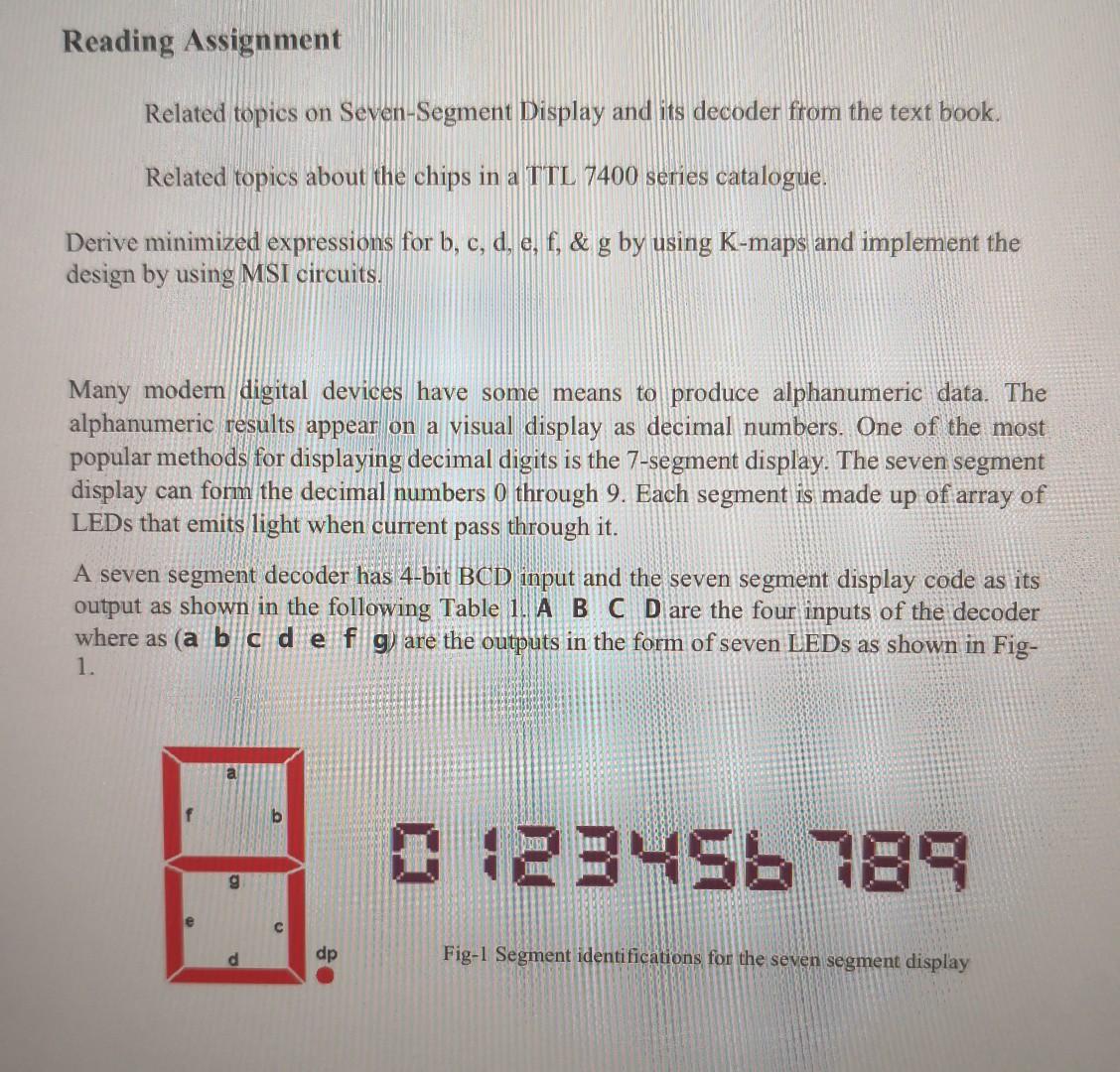 Solved Related topics on Seven-Segment Display and its | Chegg.com