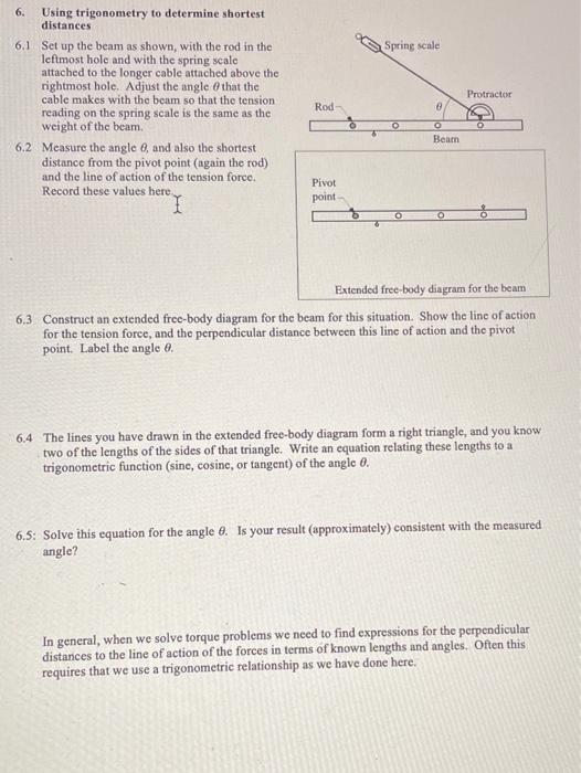 Solved 6. Spring scale Protractor Using trigonometry to | Chegg.com