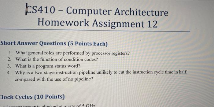 computer architecture homework