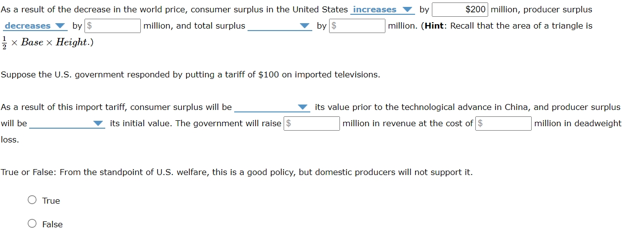 Solved As a result of the decrease in the world price, | Chegg.com