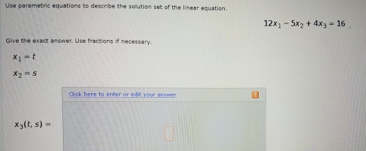 Solved Use parametric equations to describe the solution set | Chegg.com