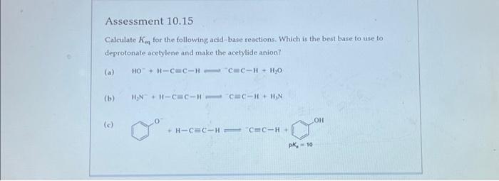 Solved Calculate Keq for the following acid-base reactions. | Chegg.com