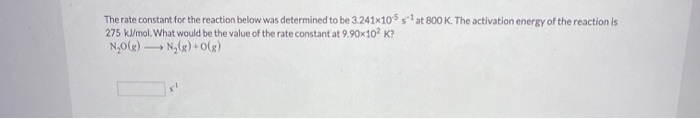 Solved The rate constant for the reaction below was | Chegg.com