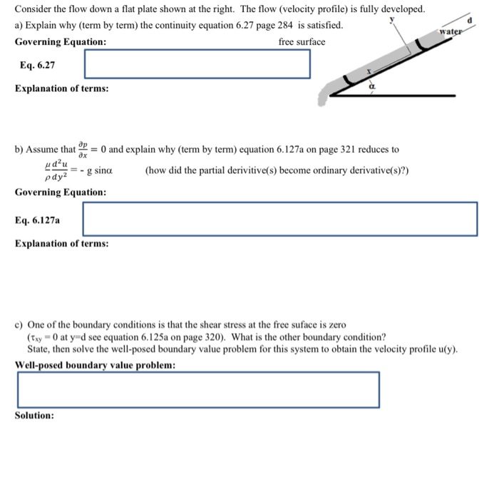 Solved Consider the flow down a flat plate shown at the | Chegg.com