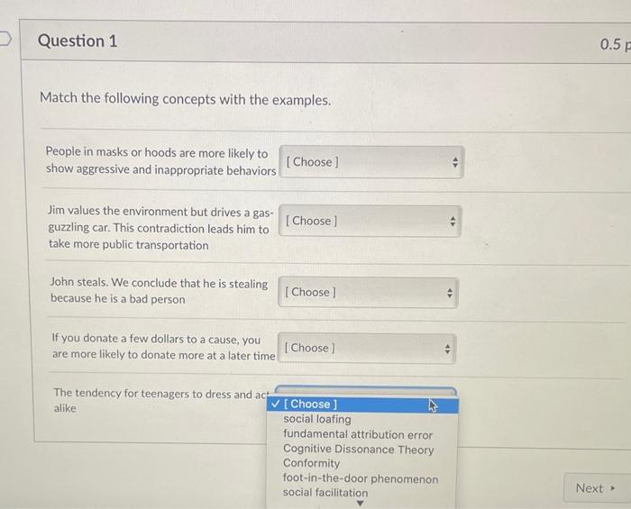 Solved Match the following concepts with the examples. | Chegg.com