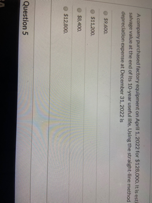 Solved Question 4 A company purchased factory equipment on | Chegg.com
