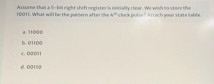 Solved Assume that a 5-bit right shift register is initially | Chegg.com