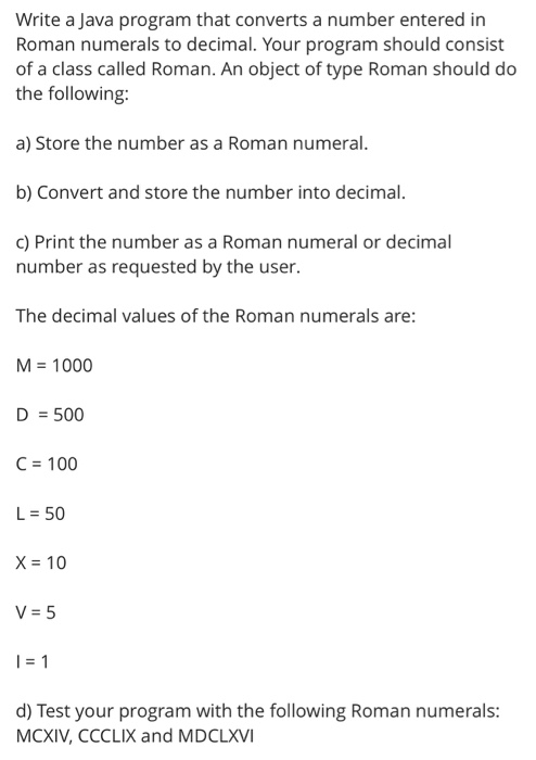 convert roman numerals to numbers java