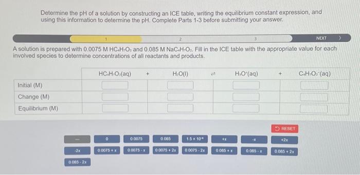 Solved Determine the pH of a solution by constructing an ICE | Chegg.com