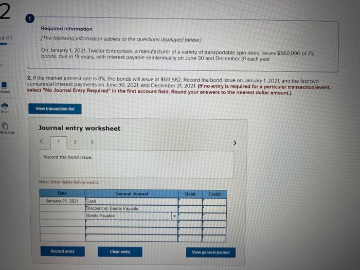 Solved 2 0 2 of 3 Required information The following | Chegg.com