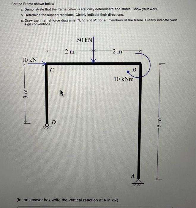 Solved For the Frame shown below a. Demonstrate that the | Chegg.com