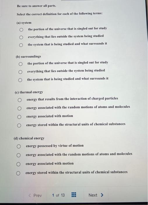 Solved Be sure to answer all parts. Select the correct | Chegg.com