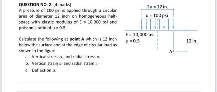 Solved QUESTION NO. 2. [4 marks] A pressure of 100 psi is | Chegg.com