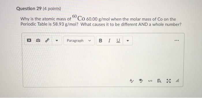 Atomic mass of cobalt