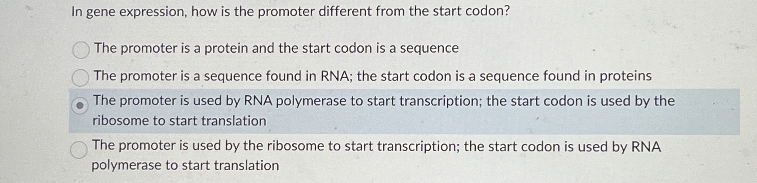 Solved In gene expression, how is the promoter different