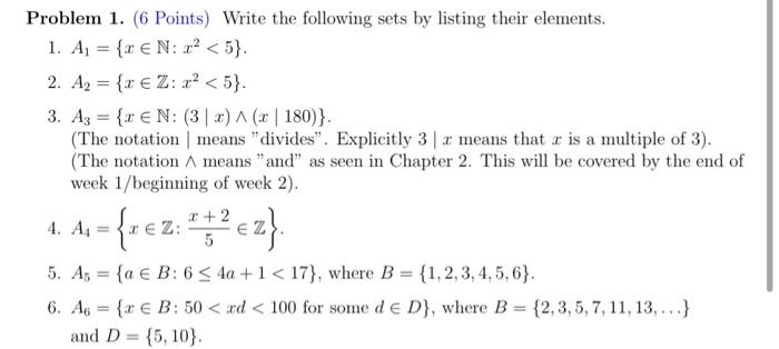 Solved Problem 1. (6 Points) Write the following sets by | Chegg.com