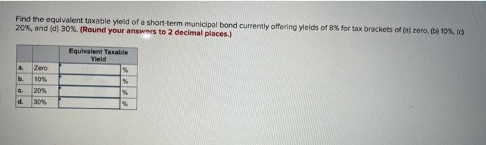 Solved Find the equivalent taxable yield of a short-term | Chegg.com
