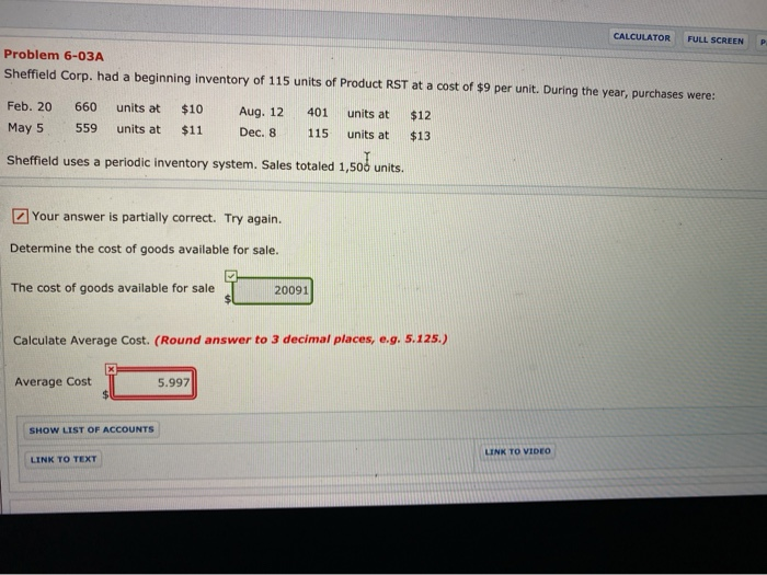 Solved Calculator Full Screen P Problem 6 03a Sheffield 4526